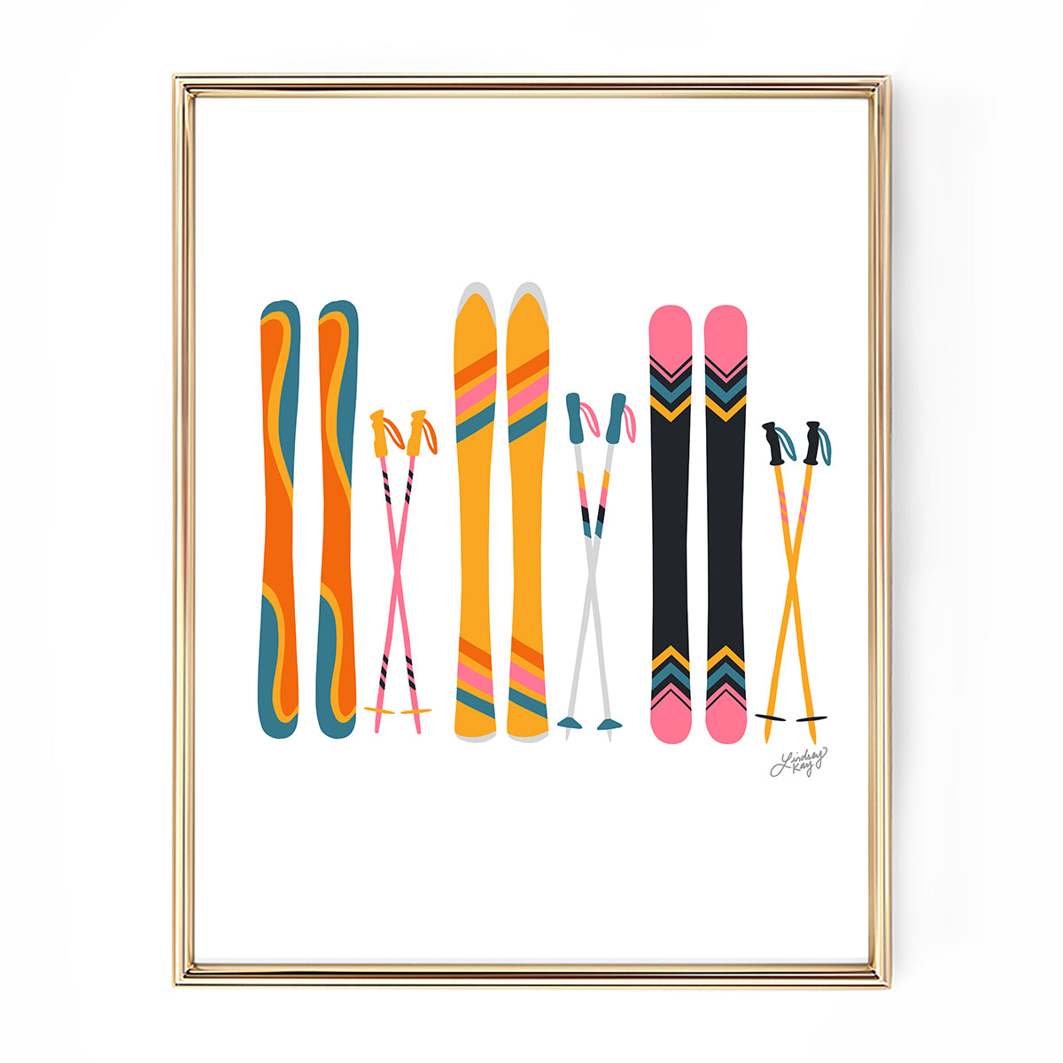 ski's skiing retro colors mountains snow 1970s illustration art print poster lindsey kay collective co
