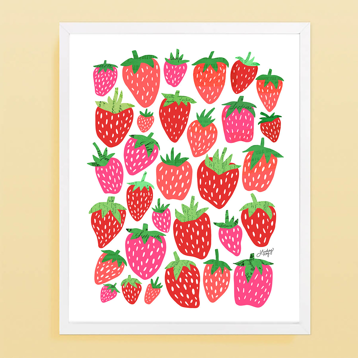 Collage de ilustración de fresas - Impresión de arte