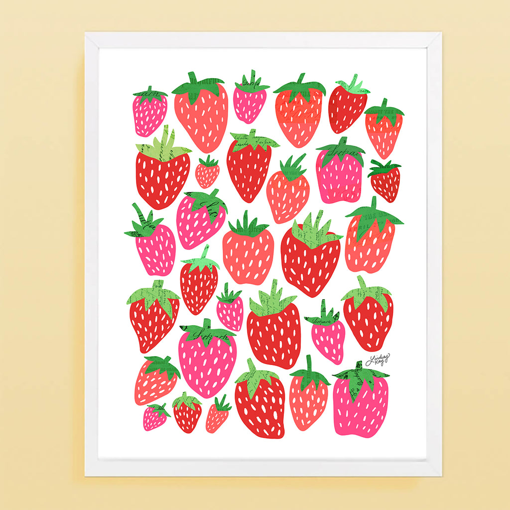 Strawberries Illustration Collage - Art Print