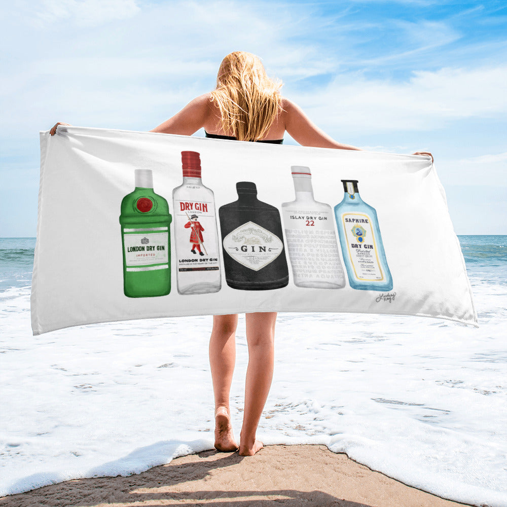gin bottles illustration gift beach towel pool accessories lindsey kay co