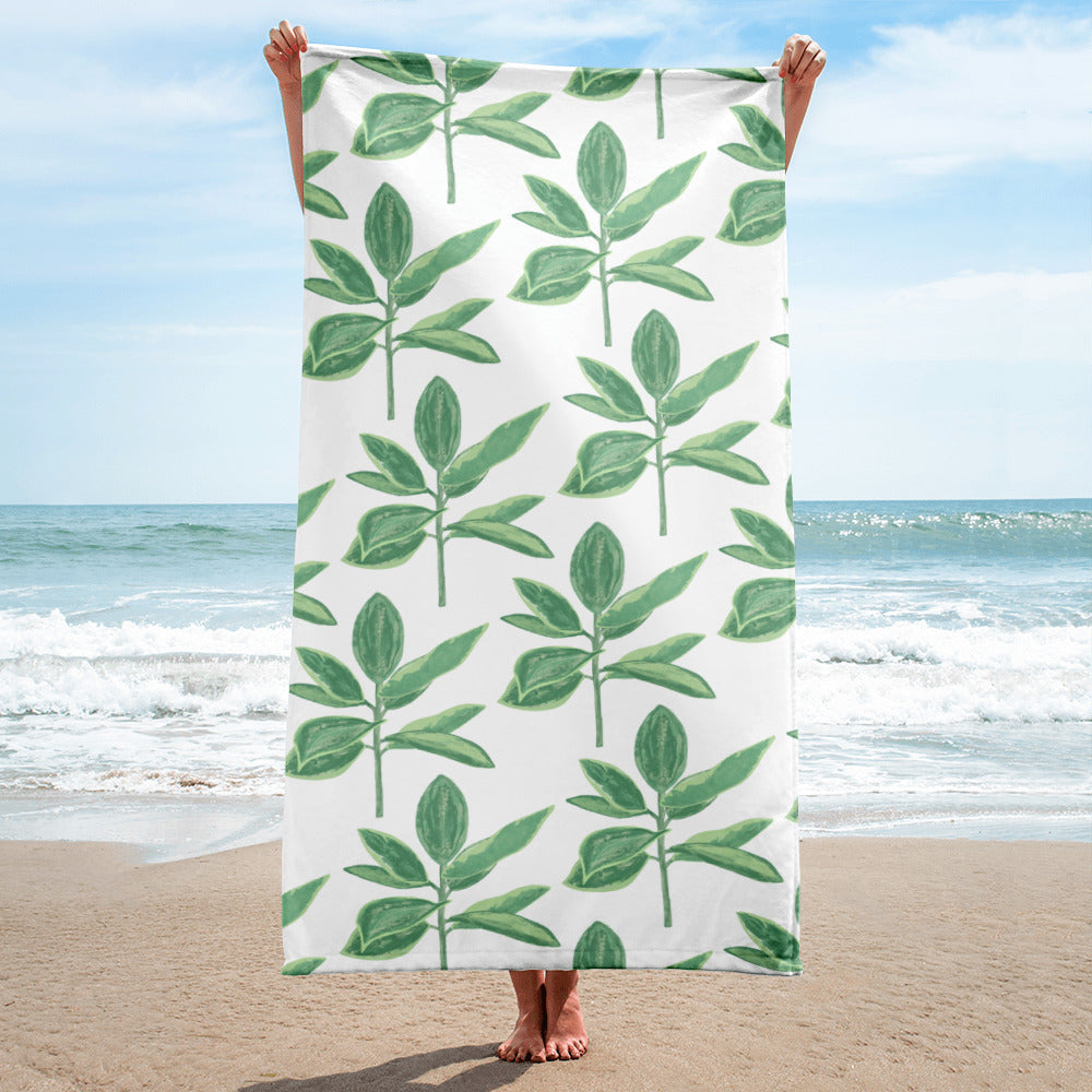 Green Leaf Plant - Beach Towel