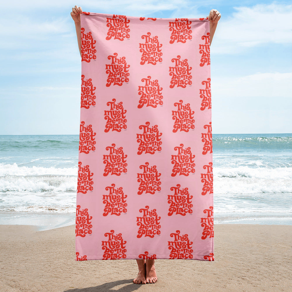 This Must Be The Place (Pink/Red Palette) Pattern - Beach Towel