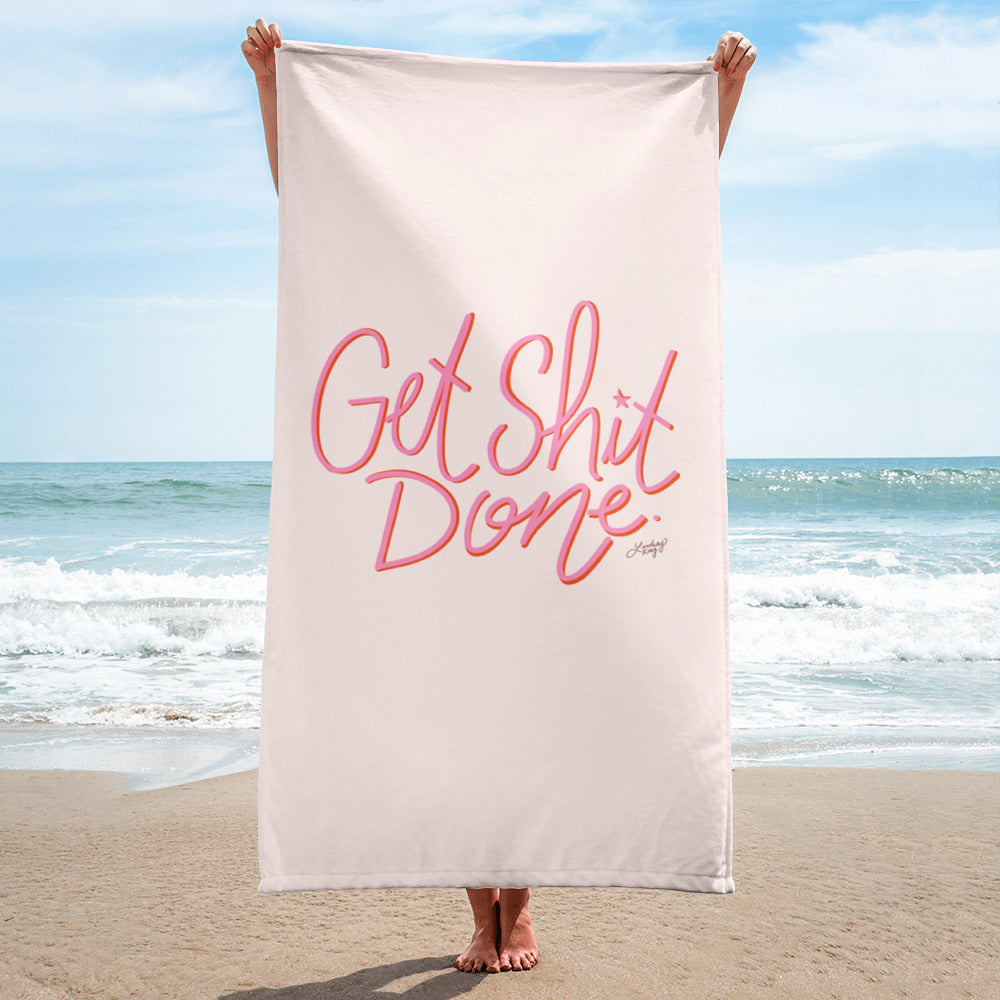 Get Shit Done (Pink Palette) - Beach Towel