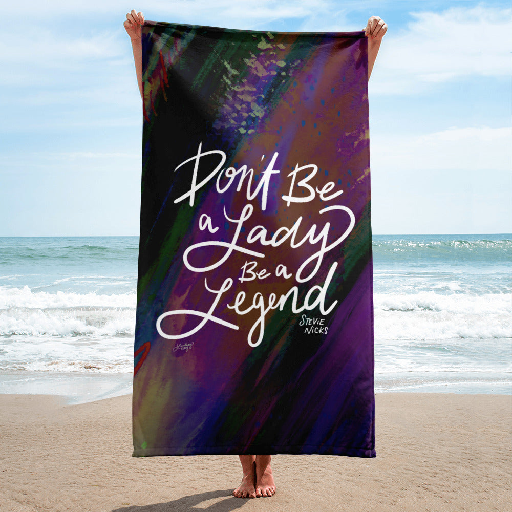 Stevie Nicks Quote (Black/Purple Palette) - Beach Towel