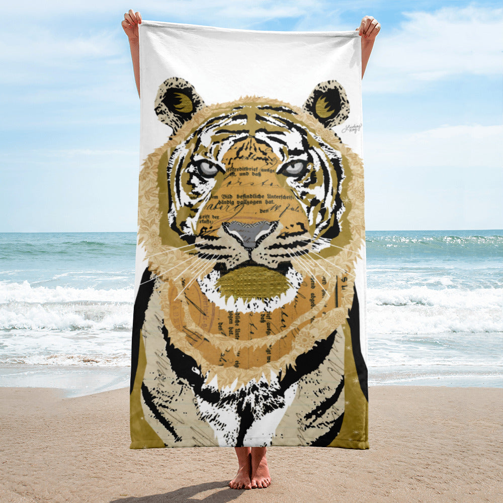 tiger collage beach towel pool days lion lindsey kay co