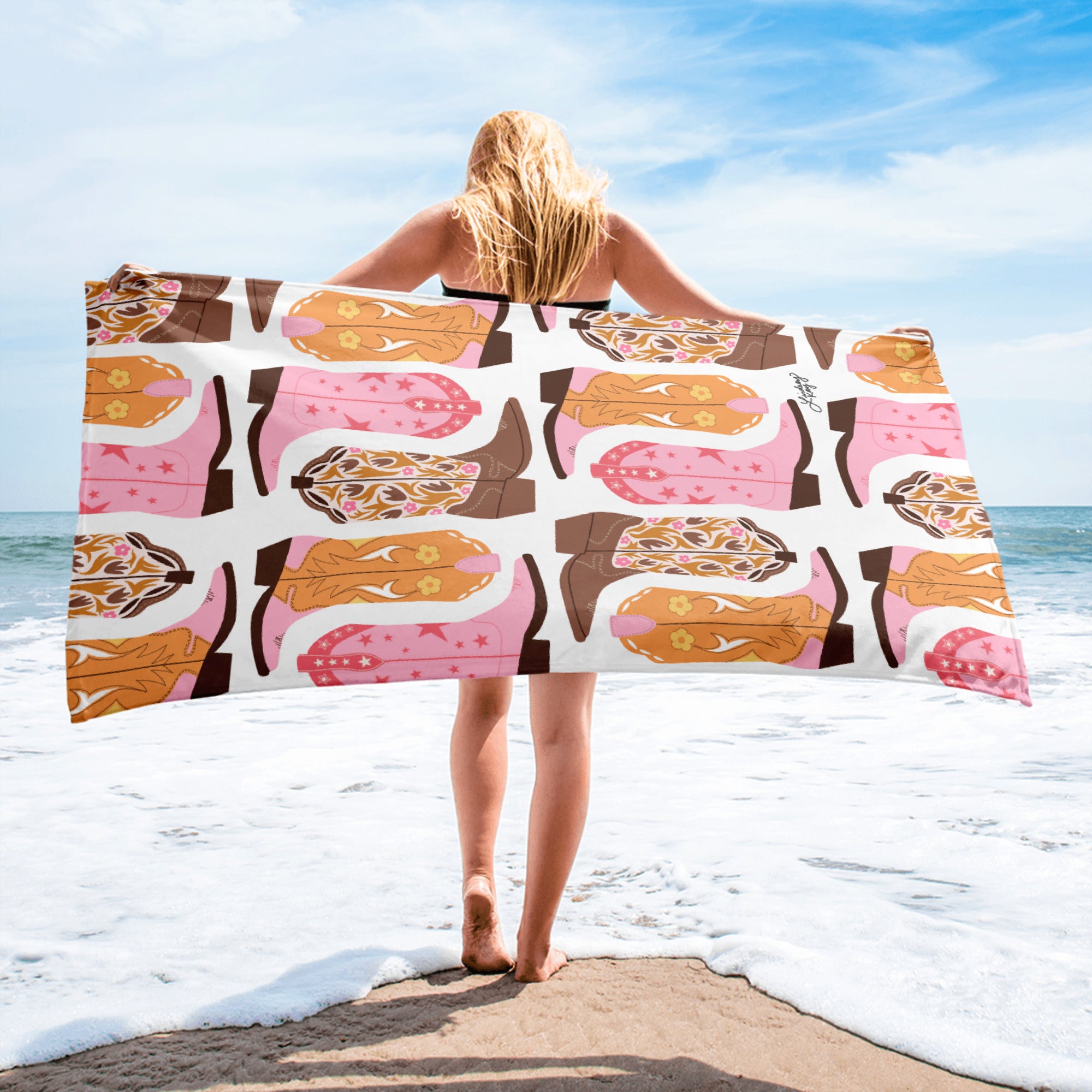 Ilustración de botas de vaquero - Toalla de playa