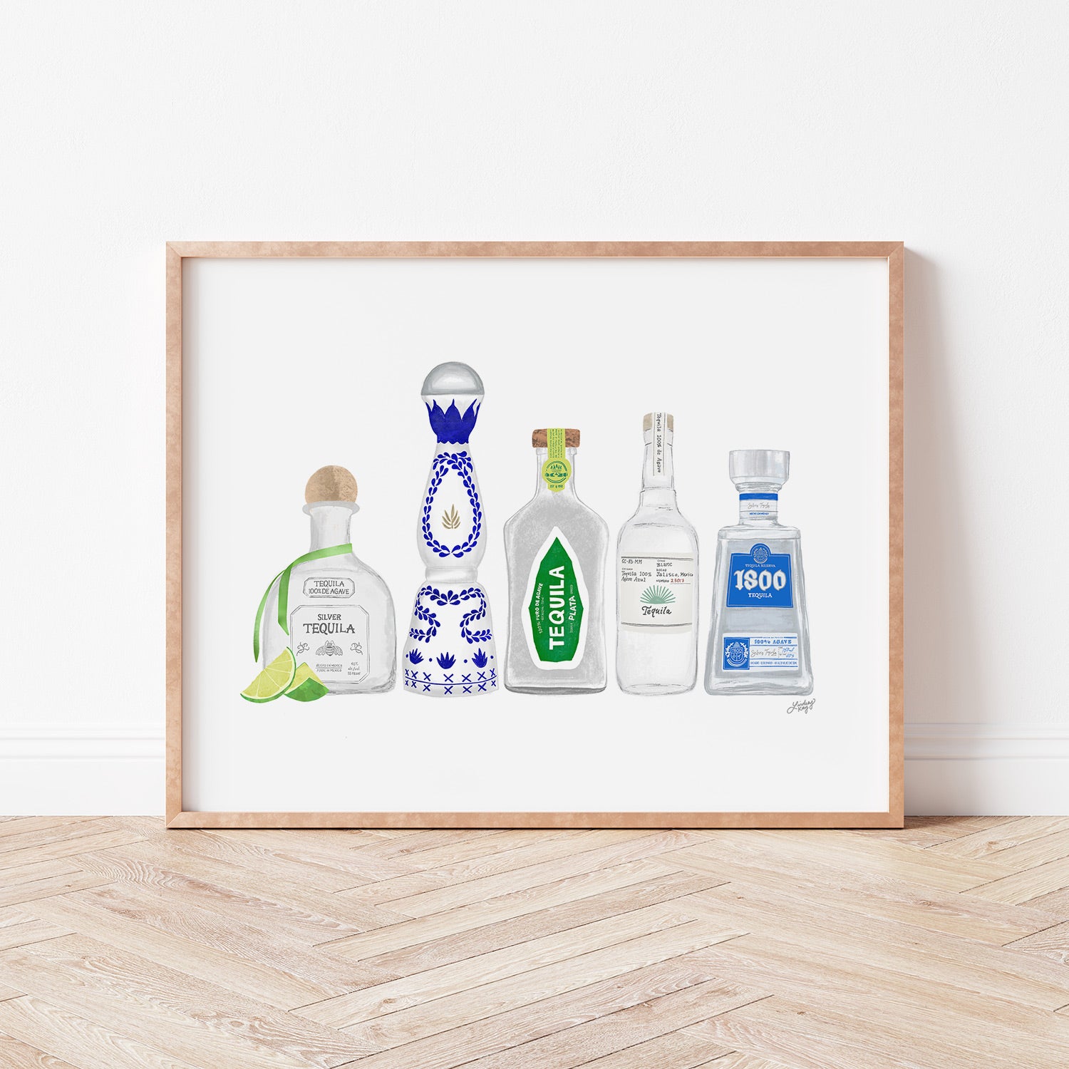 Tequila Bottles Illustration - Art Print