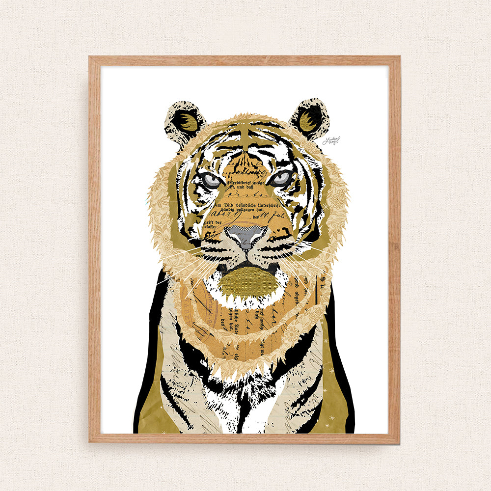 tiger collage illustration art print created by lindsey kay collective