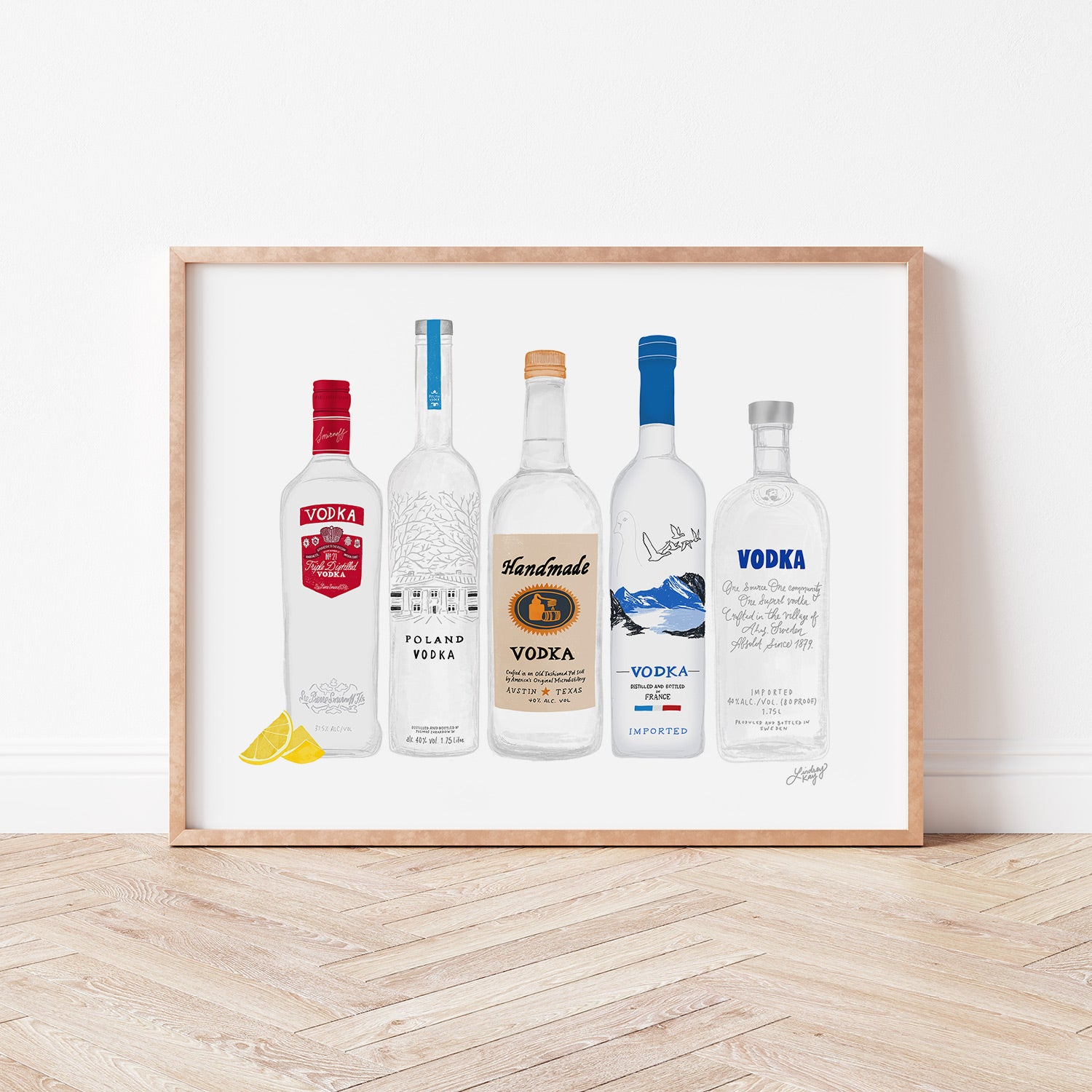 Vodka Bottles Illustration - Art Print - Lindsey Kay Collective